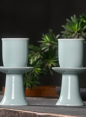 热销供杯青瓷佛前圣水杯神像供水杯佛具佛堂用品上供佛净水杯家用