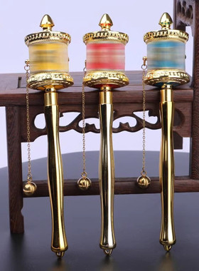 热销多款德田手摇转金轮静音彩绘锌合金电镀工艺家用摆件手摇转金