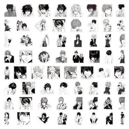 120张黑白日漫deathnote死亡笔记贴纸笔记本iPad手帐贴纸防水自粘 - 图1