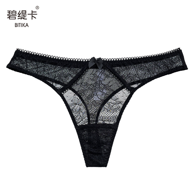 真丝低腰性感女士内裤秋冬紫色无痕透明网纱裤头法式蕾丝丁字裤女,淘宝优惠券,粉丝福利购,淘宝优惠卷