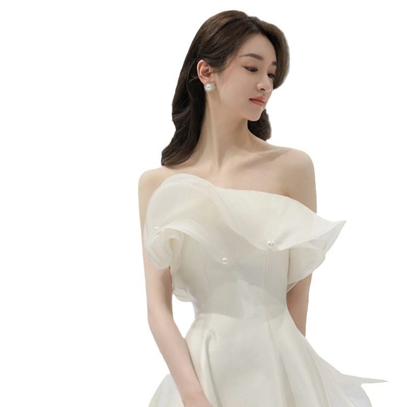 新娘韩式抹胸轻婚纱2026冬季新款小个子结婚白色订婚出门旅拍礼服,淘宝优惠券,粉丝福利购,淘宝优惠卷