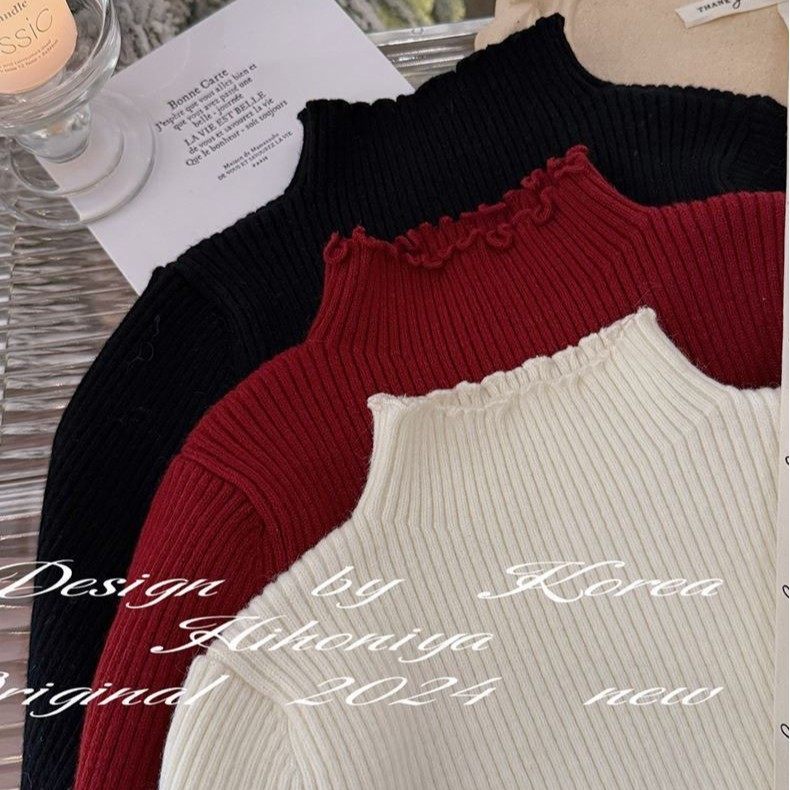 2025冬季宝宝款珍珠木耳袖口女童韩版圆领套头毛衣打底衫韩国童装,淘宝优惠券,粉丝福利购,淘宝优惠卷