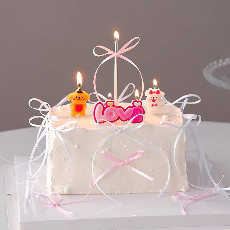 2026情人节快乐情侣爱心小狗蜡烛蛋糕装饰DIY丝带蝴蝶结装扮插件,淘宝优惠券,粉丝福利购,淘宝优惠卷