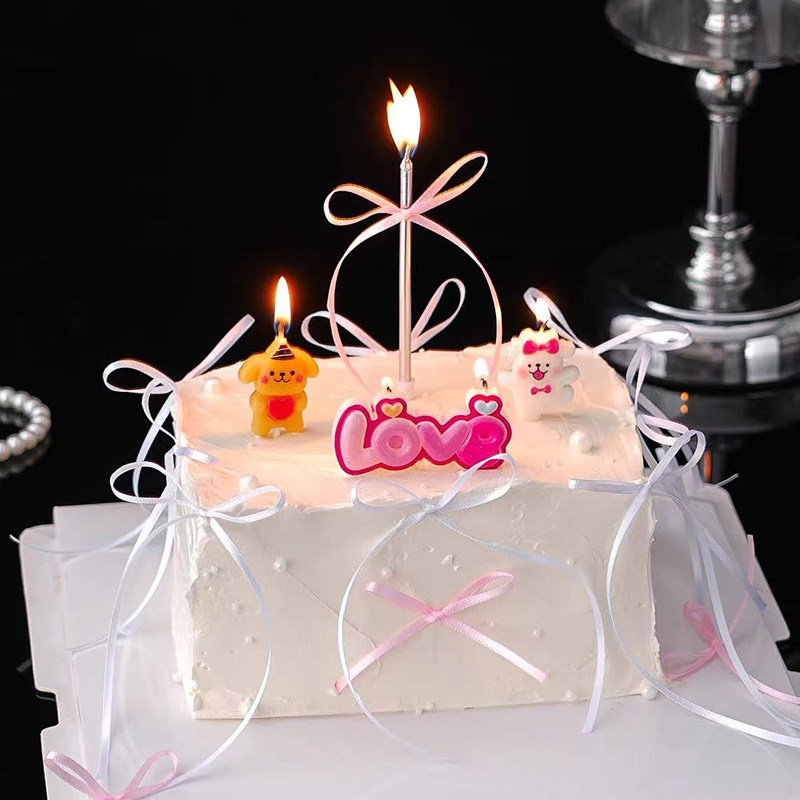 2026情人节快乐情侣爱心小狗蜡烛蛋糕装饰DIY丝带蝴蝶结装扮插件,淘宝优惠券,粉丝福利购,淘宝优惠卷