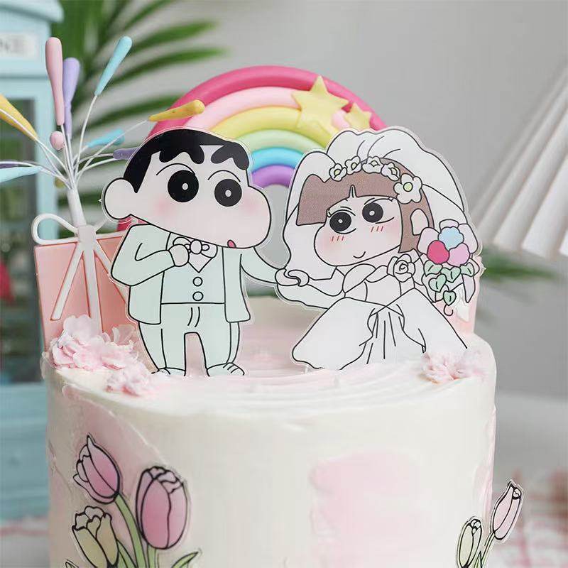 七夕情人节结婚蜡笔小新蛋糕装饰情侣表白彩色礼花烘焙装扮插件,淘宝优惠券,粉丝福利购,淘宝优惠卷