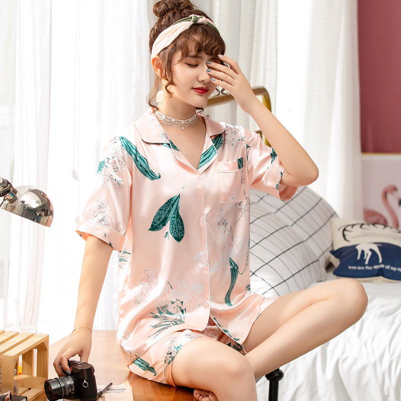 女士冰丝绸短袖短裤性感宽松睡衣 安缇歌睡衣/家居服套装