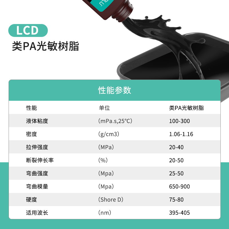 三绿LCD光固化类PA光敏树脂3D打印机耗材高韧性低气味易成型可打孔功螺丝手办/工程零件适用智能派纵维机型 - 图0