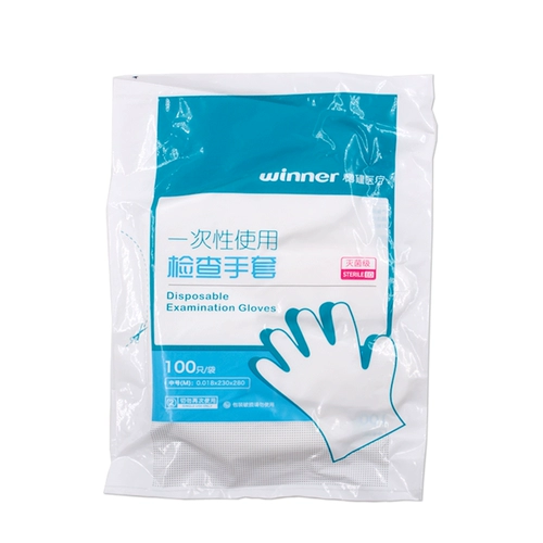 Победитель стабильные одноразовые инспекционные перчатки против прозрачного пленки PE Gloves. Утолщенная стерилизация.