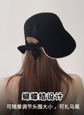 渔夫帽街头休闲女夏季小檐蝴蝶结