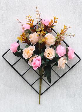假花挂墙装饰玫瑰仿真花网格壁挂