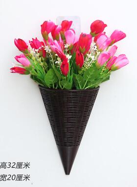 绢花室内墙壁装饰塑料花壁挂篮