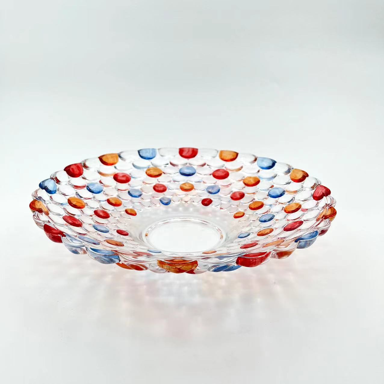 晶品家居水果盘干果盘欧式现代客厅创意彩色圆点水晶家用 - 图0