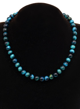 秋冬复古蓝黑色拼色珠子项链女复古小众设计高级感串珠锁骨链颈链