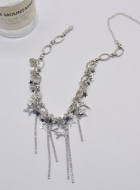 高级感设计五角星锁骨链ins冷淡风百搭气质项链镶钻繁星多层颈链