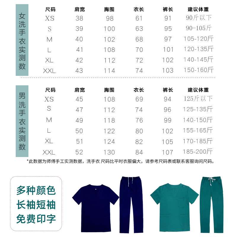 洗手衣男长袖纯棉手术衣服刷手衣手术室口腔宠物牙科医生工作服