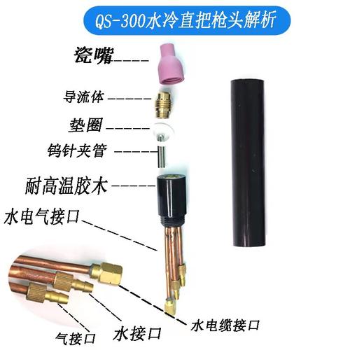QQ自动焊机枪把直式焊枪头气冷水冷QQS300A-1笔式直柄氩弧焊枪头 - 图1