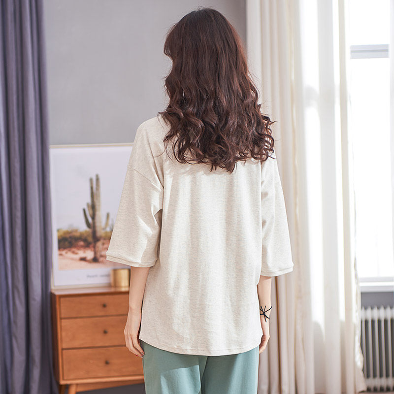 秋鹿清仓夏季新品短袖七分裤睡衣 秋鹿服饰outlets店睡衣/家居服套装