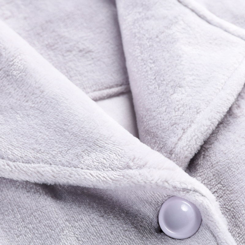 秋鹿睡衣女长袖珊瑚绒夹棉睡袍短款冬季纯色简约浴袍女士家居服,淘宝优惠券,粉丝福利购,淘宝优惠卷