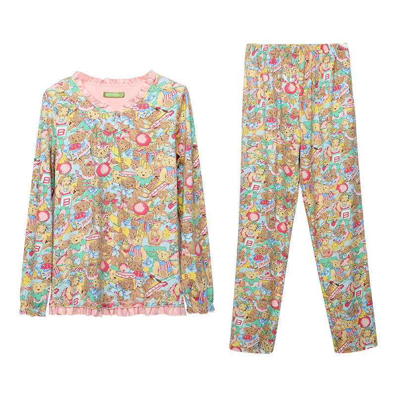 【秋鹿outlets】家居服秋女纯棉睡衣 秋鹿服饰outlets店睡衣/家居服套装