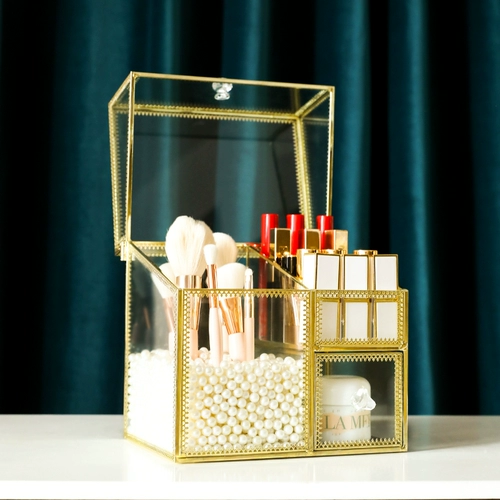 Стеклянная кисть, коробка для хранения, помада, пылезащитная щетка, система хранения из жемчуга, популярно в интернете