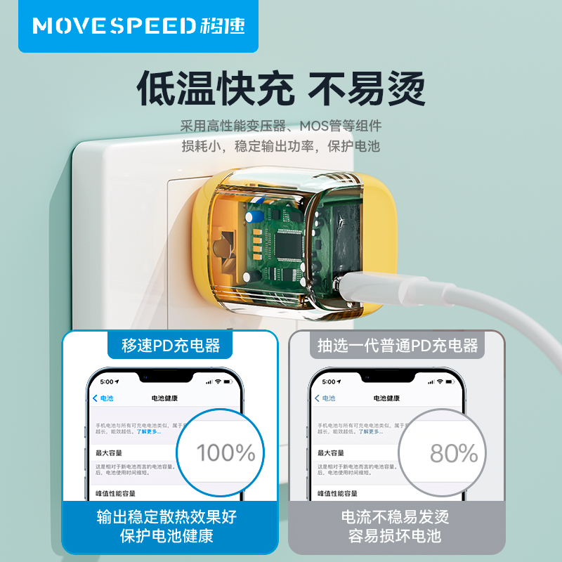 Movespeed移速小布丁iPhone13充电器PD