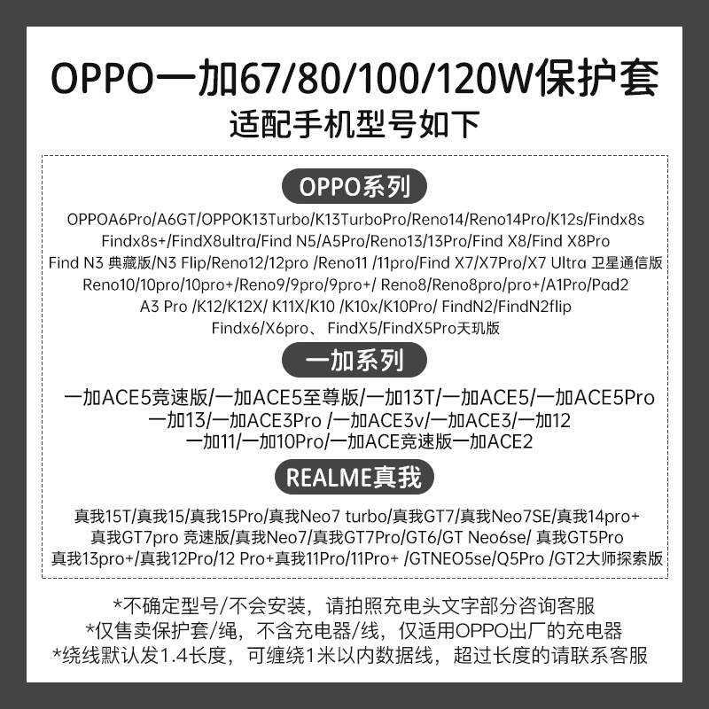 适用真我15Pro充电器数据线保护套80W快充一加ACE5/OPPOA6Pro充电线防断裂修复神器真我15T/真我15通用缠绕绳 - 图1