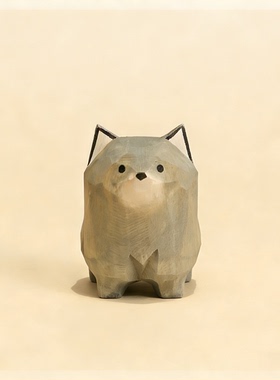 新品晒图返10手工木雕小羊小狼木质小绵羊桌面摆件情侣礼物可爱女