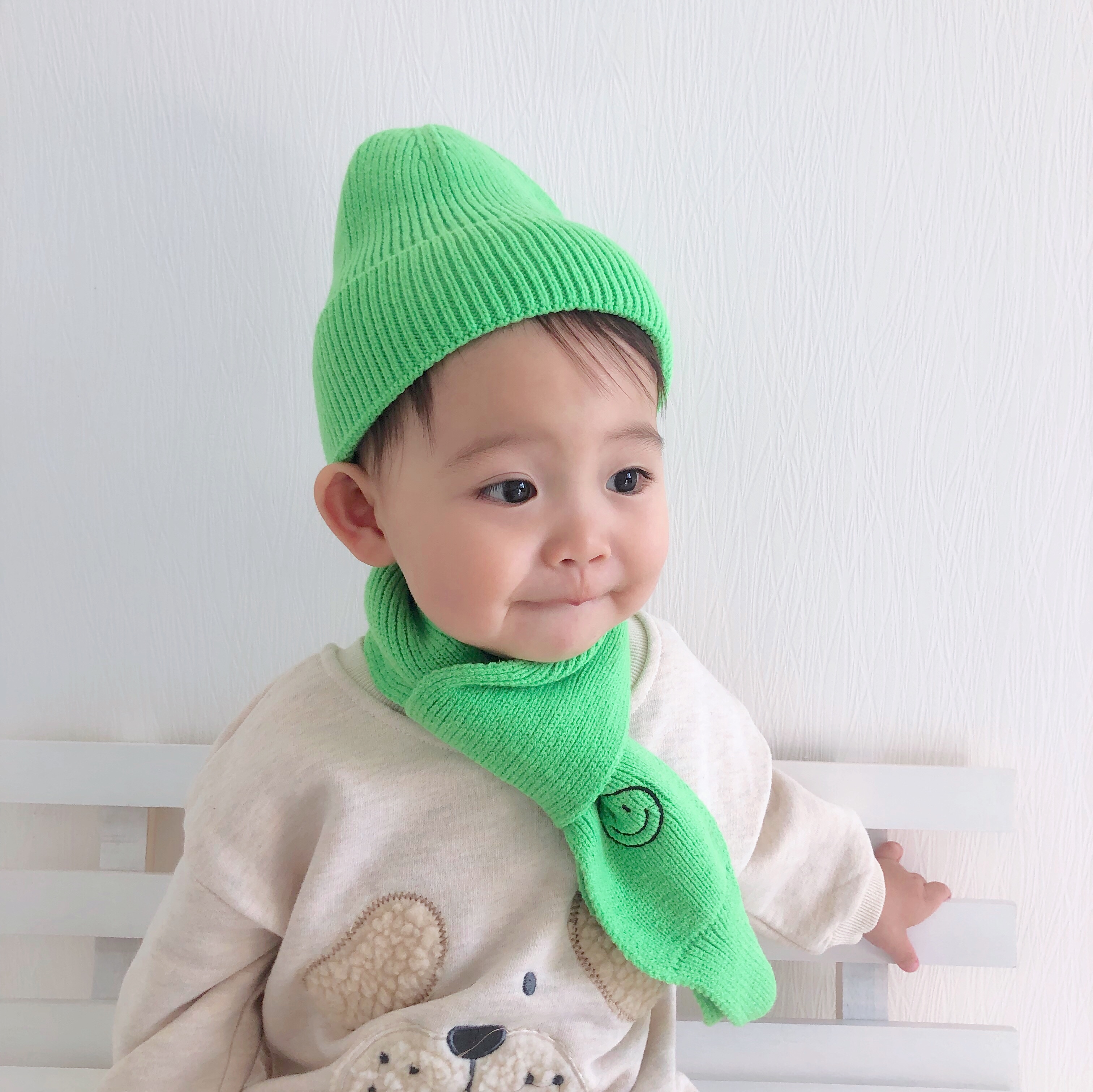 宝宝保暖套装男童帽子围巾两件套儿童冬天围脖女童韩版婴儿毛线帽