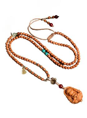 2025芭比檀无相佛吊坠项链搭配老山檀珠链女款复古文玩百搭饰品礼