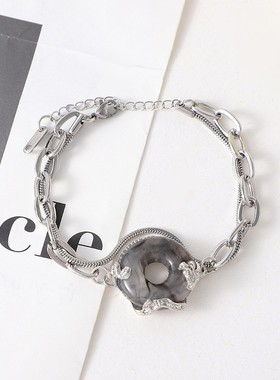 2025新中式平安扣钛钢手链高级感微镶灵蛇流苏手环配饰女冷淡风手