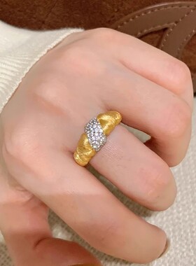 2025玉弘法式复古拉丝面包戒指轻奢百搭小众泡芙法棍爱心镶钻厂家