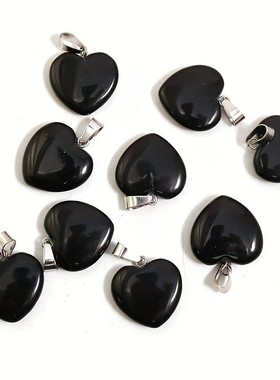 2025天然水晶爱心吊坠天然石头桃心吊坠 心形吊坠项链爱心吊坠配