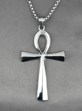 2025古埃及安卡项链情侣款生命之符十字架吊坠男女款钛钢项链个性