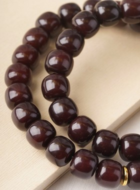 2025墨玉菩提根老型珠手串1.0*1.1搭配天眼珠古风男女款文玩佛珠