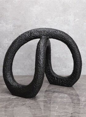 现代简约黑色白色形树脂样板房售楼部家居桌面餐厅软装饰品摆件