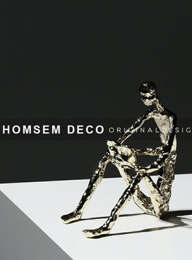 现代样板间家居轻奢金属人物摆件售楼处展厅客厅书柜玄关软装饰品