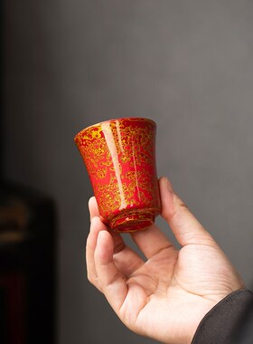 大漆茶杯高端主人杯犀皮漆闻香杯陶瓷茶盏非遗特色手工艺福州漆器