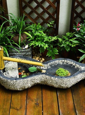 喷泉循环流水阳台庭院花园布置鱼缸鱼池J假山造景摆件小院景观户