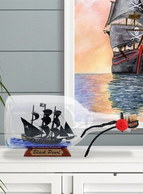 瓶中船摆件黑珍珠号加勒比海盗玻璃漂流瓶许愿瓶创意工艺品礼物小