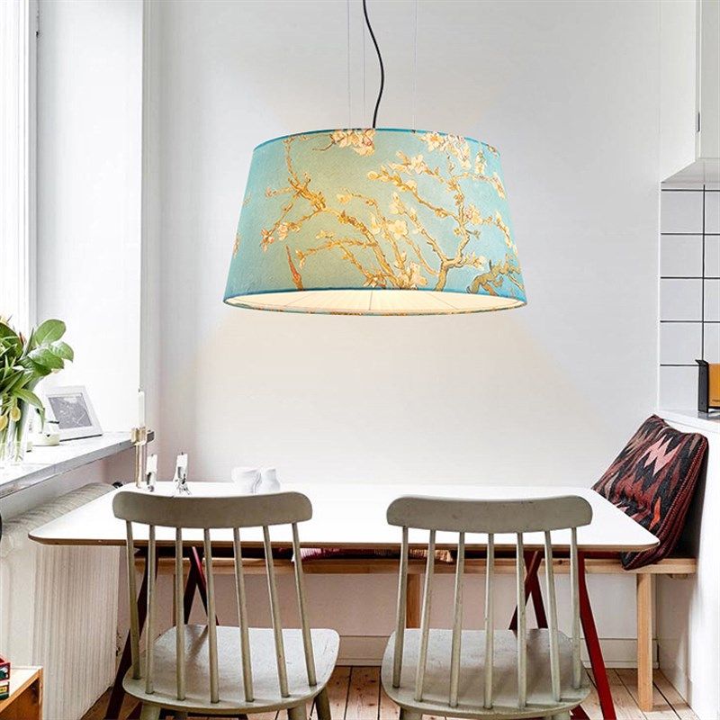 亚麻布艺吊灯新中式餐厅包间餐饮饭店餐桌简易清新文艺灯具带射灯,淘宝优惠券,粉丝福利购,淘宝优惠卷