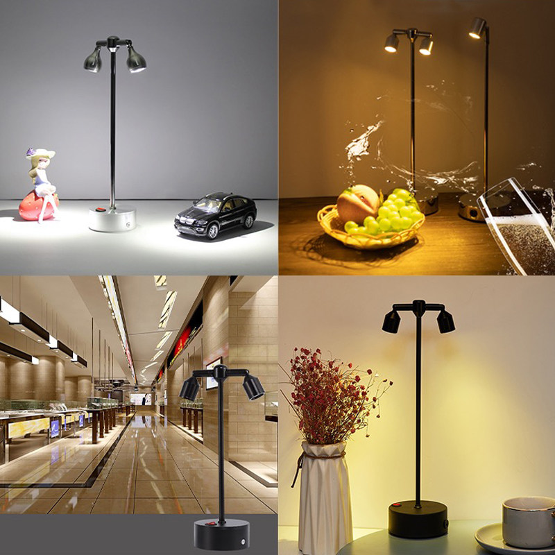 充电式双头射灯立杆桌面珠宝柜台展会首饰无线模型模型小款LED灯,淘宝优惠券,粉丝福利购,淘宝优惠卷