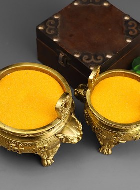 黄铜三足鼎线香熏香炉铜供奉用品摆件招家居財桌面装饰品