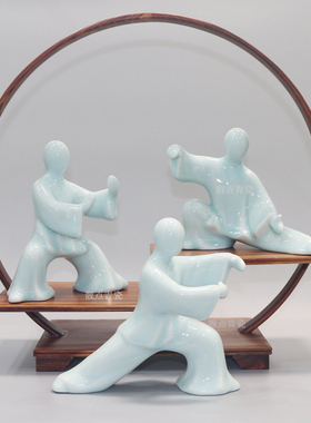 新中式家居太极人物创意摆件琴棋书画陶瓷玄关创意饰品书柜陈设品