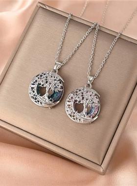 Crystal Tree of Life Pendant Moon tree necklace生命之树吊坠