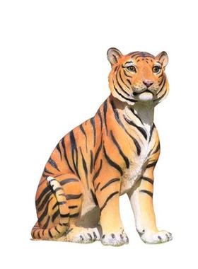 户外园林仿真老虎雕塑玻璃钢白虎摆件公园景区动物园模型景观装饰