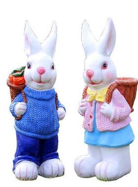 玻璃钢创意卡通兔子雕塑户外花园林商场校园楼盘草地景观装饰摆件