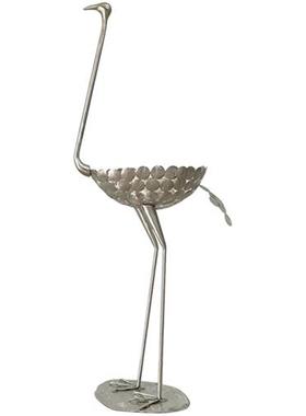 定制不锈钢鸵鸟雕塑艺术品店铺橱窗花艺装饰商场会所美陈落地摆件