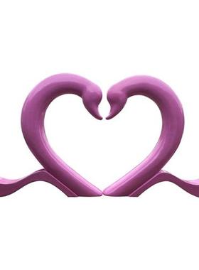 大型抽象天鹅摆件户外玻璃钢爱心形拍照道具园林景观爱情主题雕塑