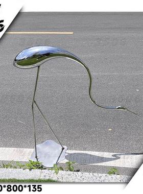 不锈钢金属仙鹤鸟白鹭雕塑售楼部样板间庭院水池草坪装饰户外摆件