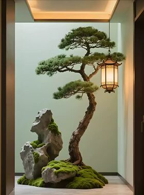 仿真松迎客松中式茶馆假树仿真松树室内景观罗汉松造型树装饰定制